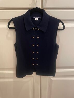 St John authentic navy sweater vest sz S